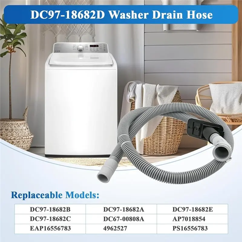 Best Selling-For Samsung Washing Machine Replacement Drain Hose DC97-18682D DC97-18682C Washer For Models WA45H7000AW/AA,