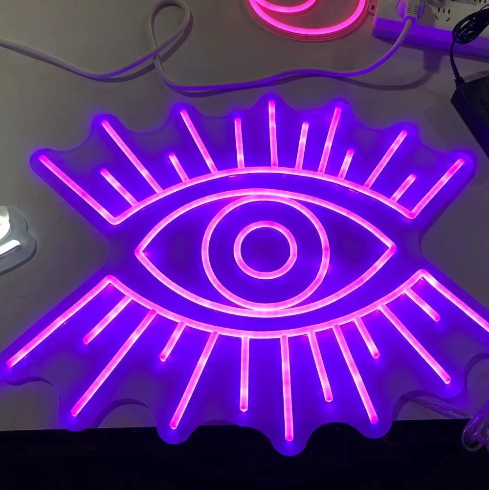 Evil Eye Neon Sign for Game Room Christmas Personality Birthday Party Decorations Acrylic LED Anime Lights Custom for Room Wall