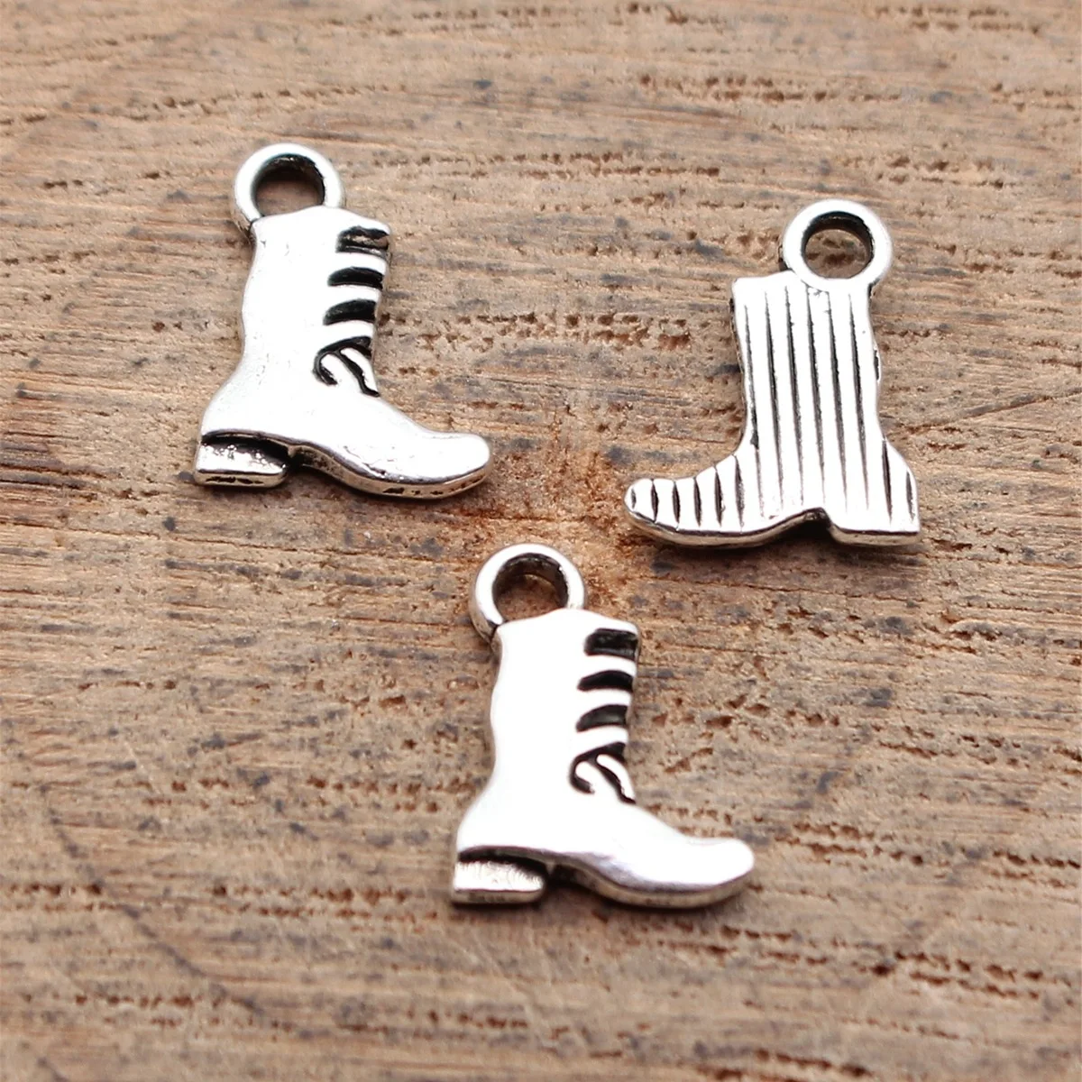80pcs 11x8.5mm(0.43x0.33inch) Antique Silver Color One-Sided Boot Charms Pendants DIY Jewelry Making Accessories