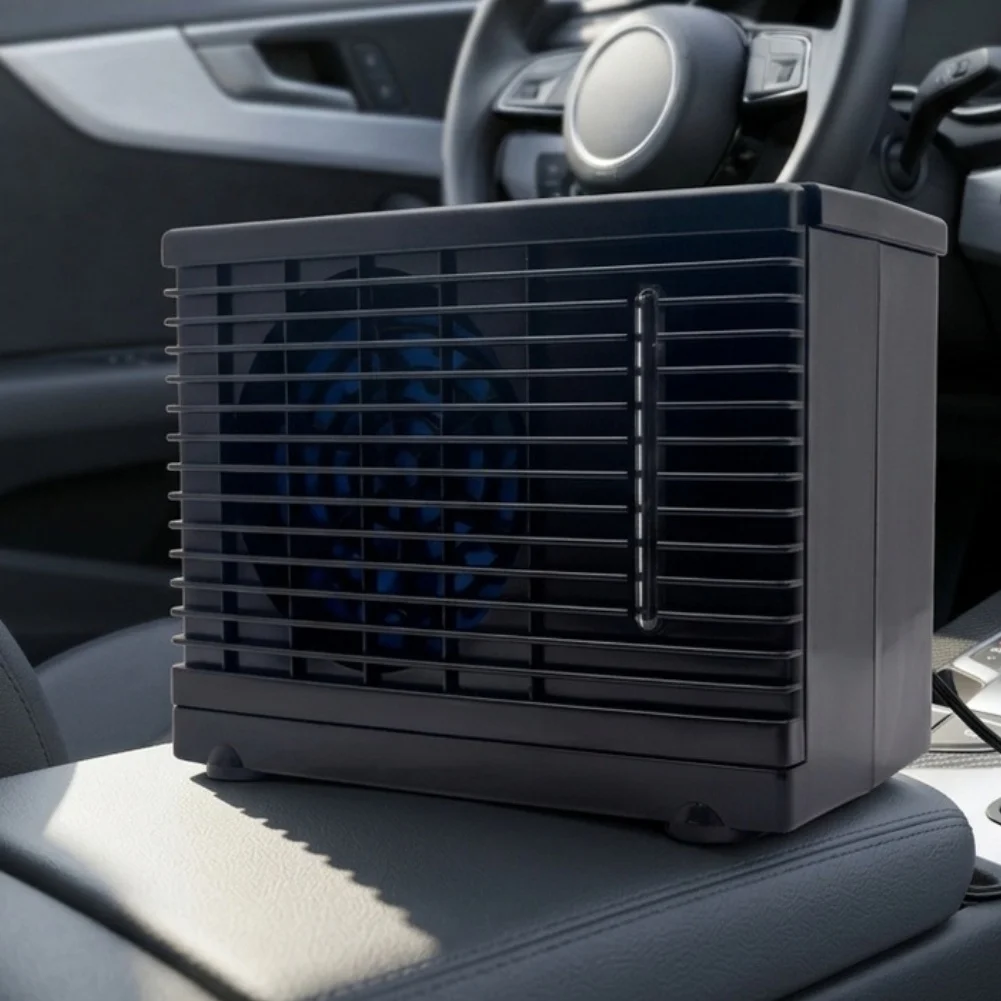 Car Cooler Fan with Adjustable Fan Speed Evaporative Cooling Function and Water/Ice Compatibility for 12V Vehicle Power Systems