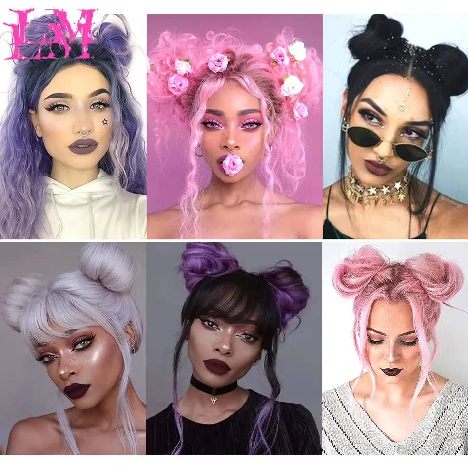 LM الاصطناعية Chignon شريط مطاطي مرن كعكة الشعر وهمية كليب في على ذيل الشعر تمديد أوبدو قطعة شعر ذيل حصان للنساء #5