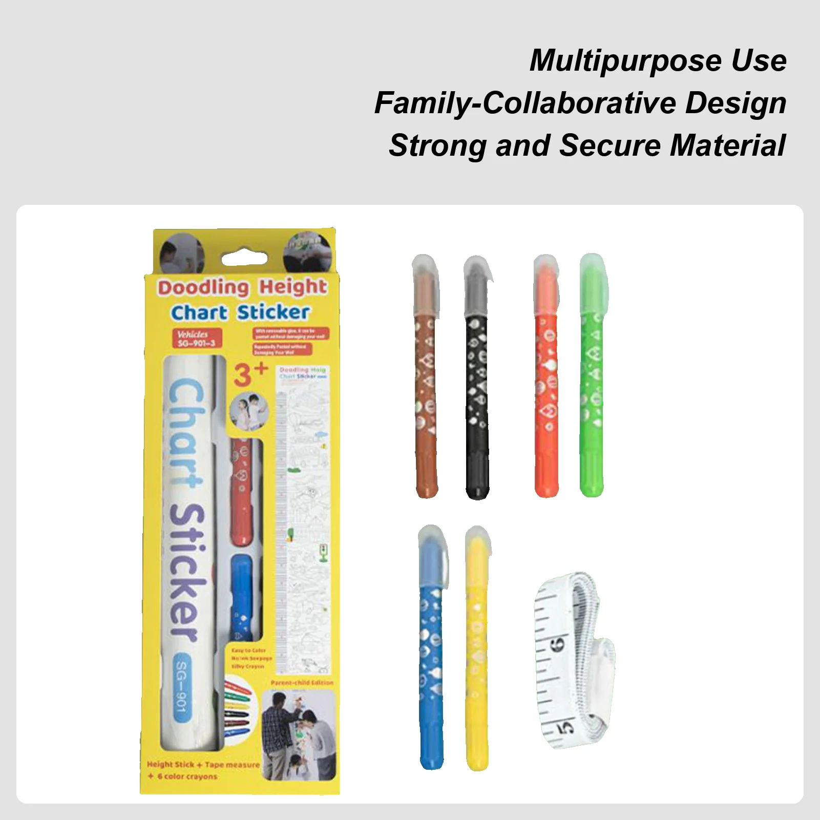 

Height Chart Doodling Height Ruler Decorative Growth Measurement Tool Wipeable For Nursery Bedroom Classroom Room Playroom