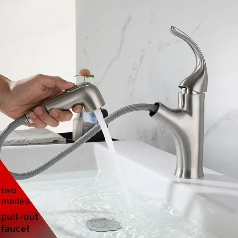 

Выдвижной смеситель из нержавеющей стали, смеситель для раковины в ванной комнате, гибкий смеситель для горячей и холодной воды, аксессуары для ванной комнаты на палубе