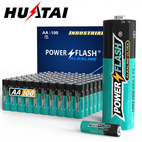 HUATAI PowerFlash AA 100 batterie alcaline a lunga durata, doppia A, LR06 Batteria ad alte prestazioni per casa, lavoro, vari De