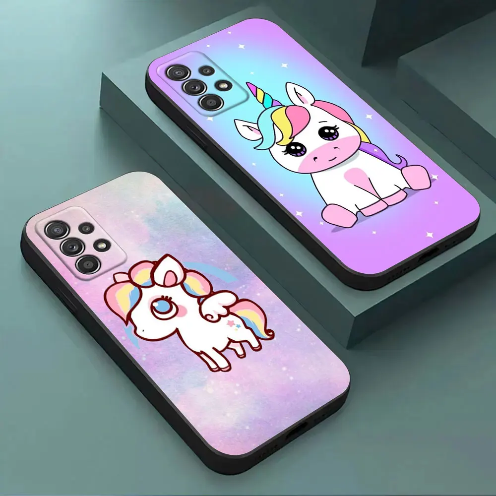 Cute Unicorn Cartoon Rainbow Phone Case For Samsung Galaxy A15 A25 A24 A23 A22 A21S A20s A13 A10 A05S A04 A03 A02 A14 Soft Cover