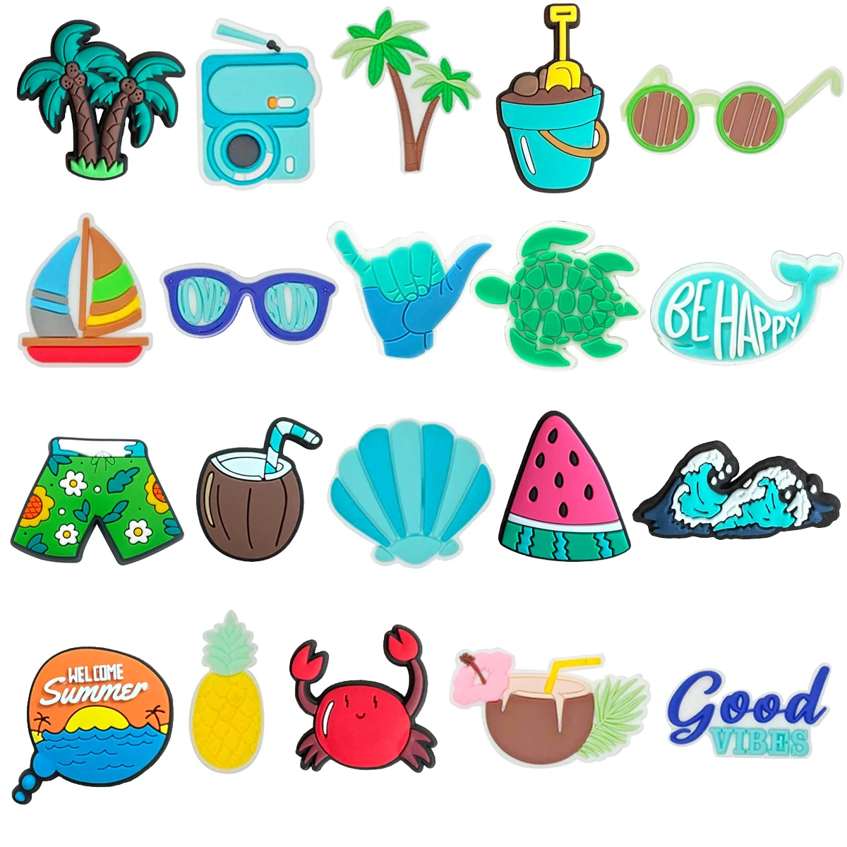 Hot Sale PVC 1Pcs Summer Beach Shoe Charms Pin for Crocs Accessories DIY Clogs Decorate Kids Adult Party Gifts