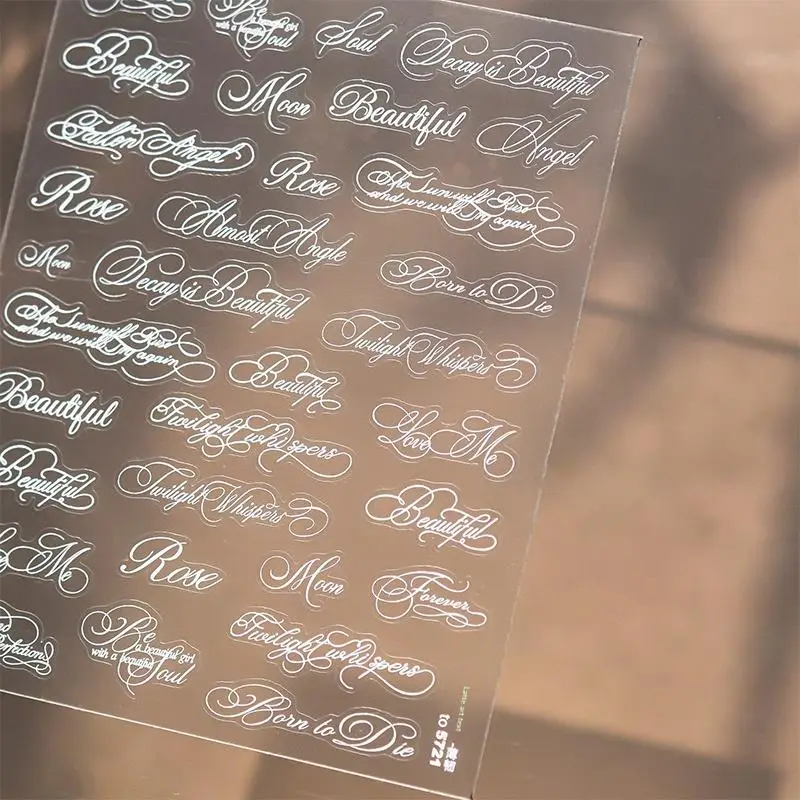 Schwarz-Weiße Englische Buchstaben Nagelaufkleber Selbstklebende Nageldekorationen DIY Französisches Nageldesign Aufkleber Maniküre – Detail 6