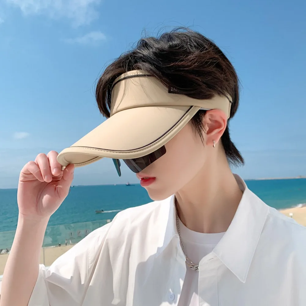 

Summer Breathable Sun Hat with Sunglass Sun Protection Big Brim Empty Top Cap Adjustable Topless Sport Hat Golf Tennis