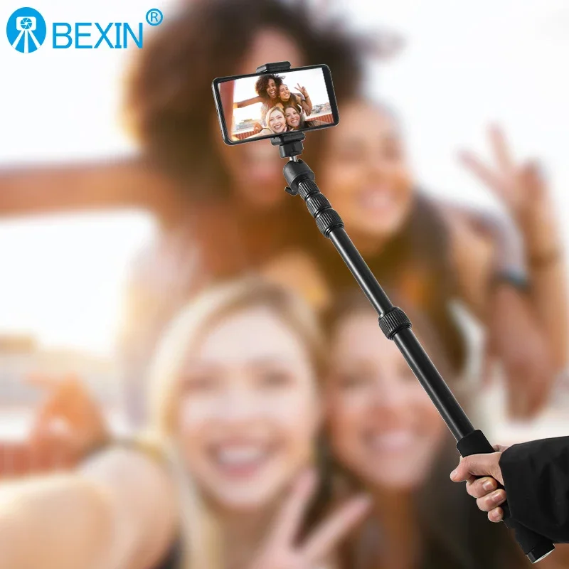 BEXIN-Vara de selfie invisível de liga de alumínio, tripé ultraleve, pólo de extensão para câmera, DSLR, iPhone, Huawei, 1,5 m