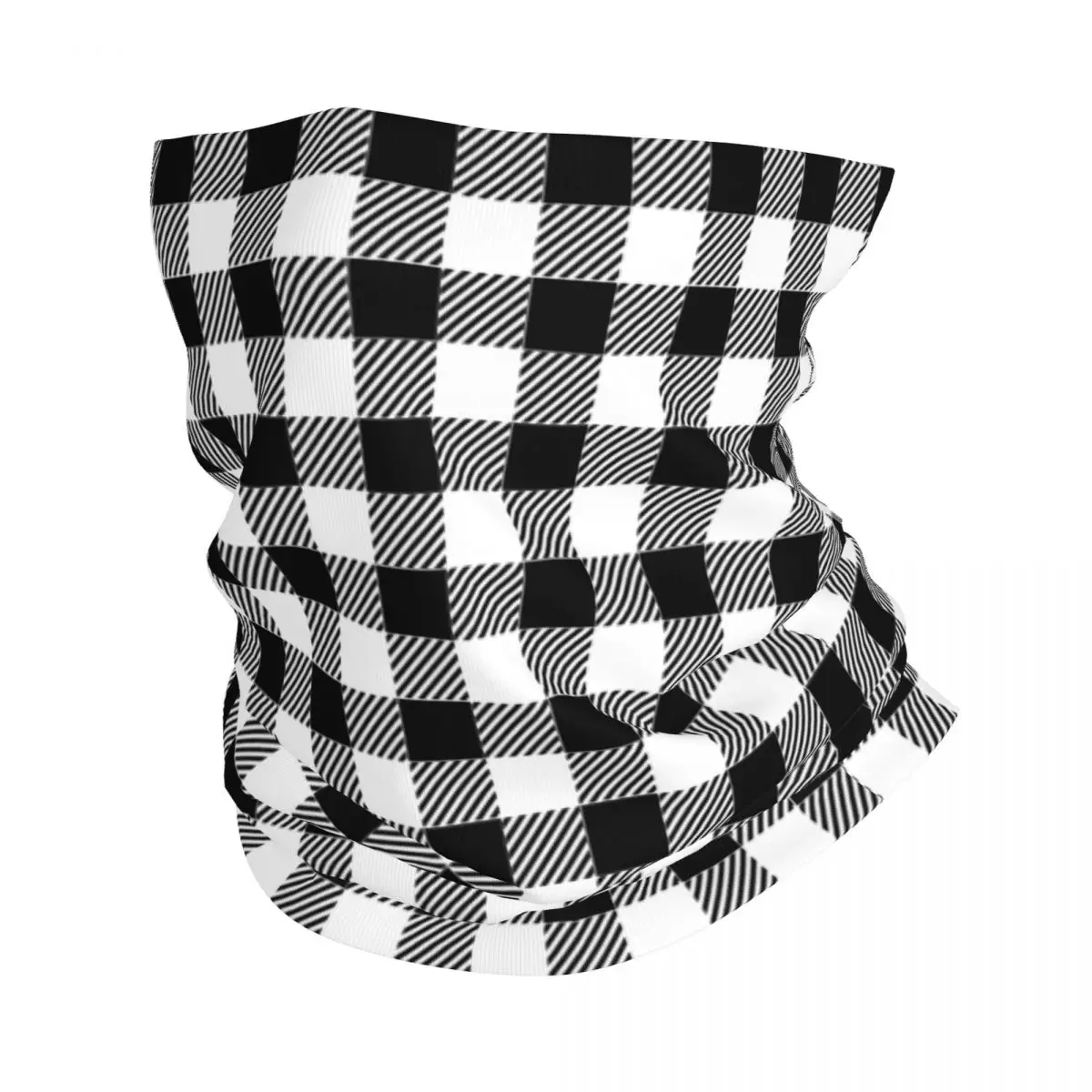 

Gingham Black White Plaid Check Wrap Scarf Accessories Neck Cover Checkered Bandana Riding Balaclavas for Men Women Breathable