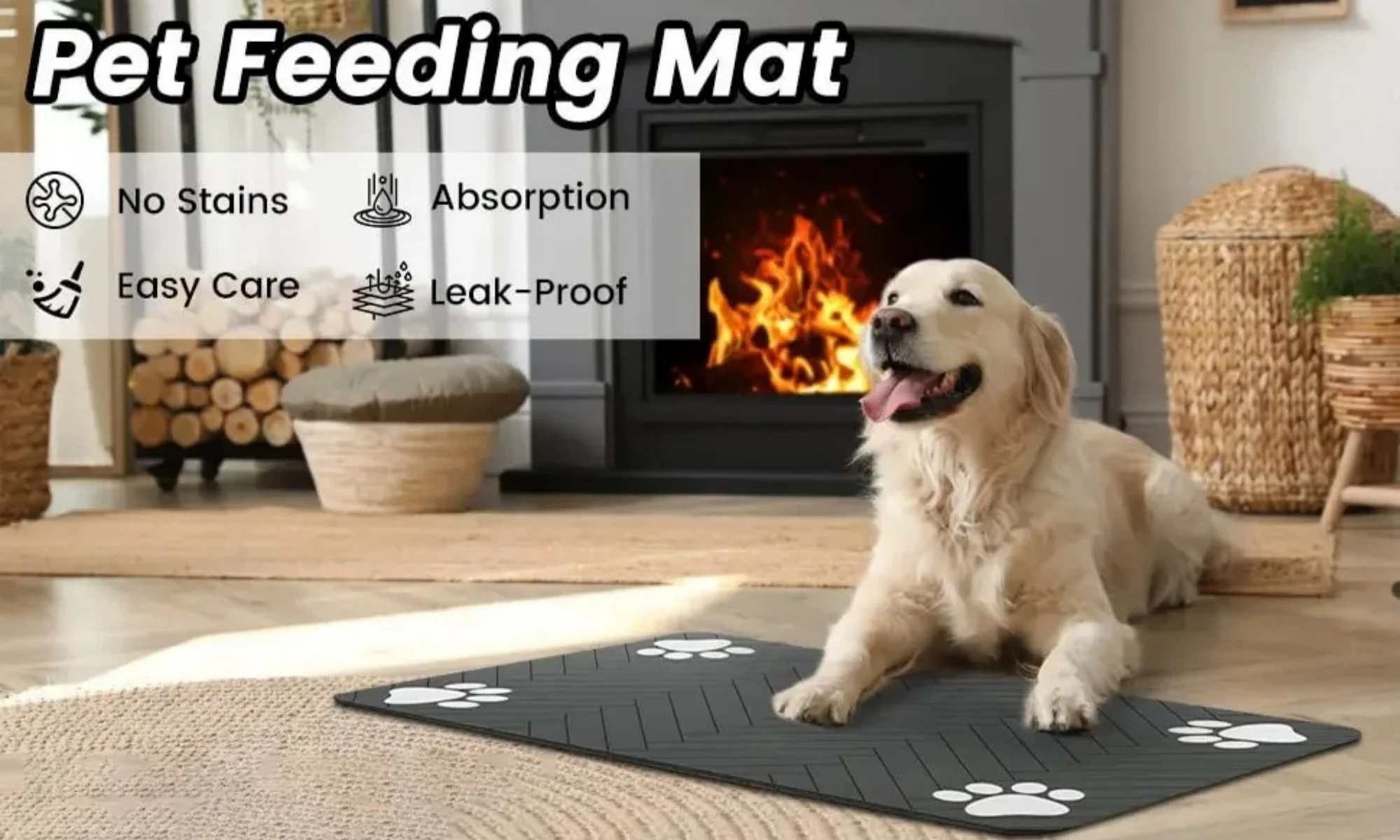 Absorbent Pet Feeding Mat with Rubber Backing Quick Dry Water Bowl Mat for Dogs And Cats Food Placemat Waterproof view 3