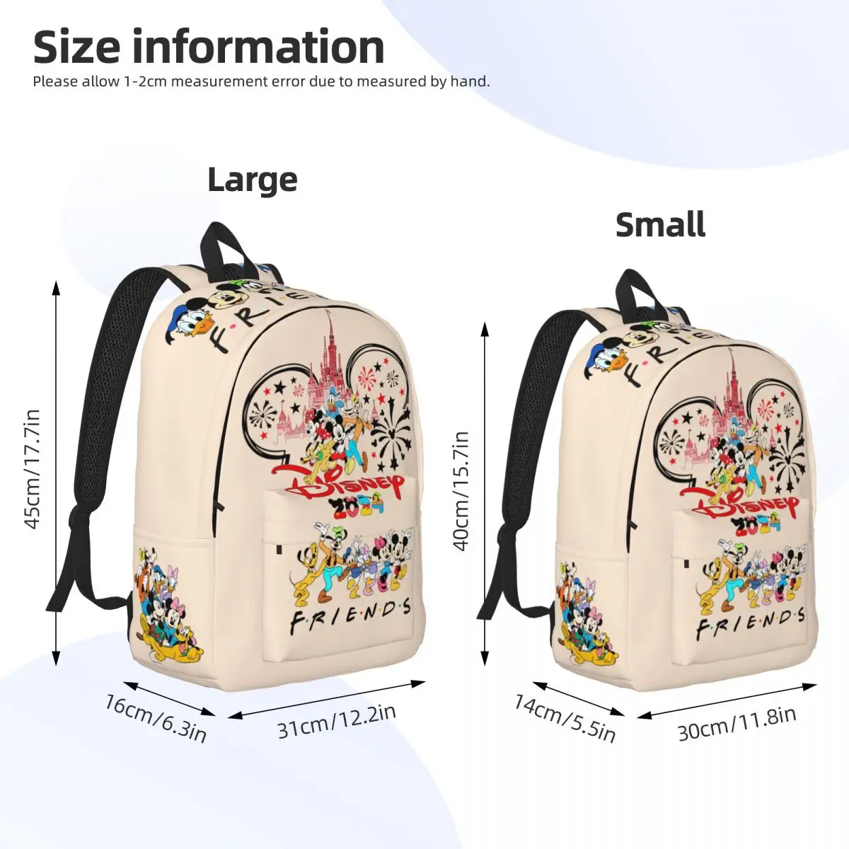 Cartoon Minnie Mickey Goofy Donald Duck Backpack for Boy Girl Kid Student School Bookbag Daypack Preschool Kindergarten Bag Gift