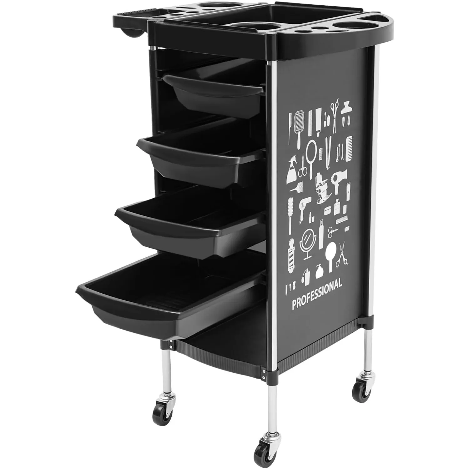 Chariot de salon avec serrure, coiffeur à 4 côtés de proximité, maison concise, coiffure, outil de proximité pour salon de beauté