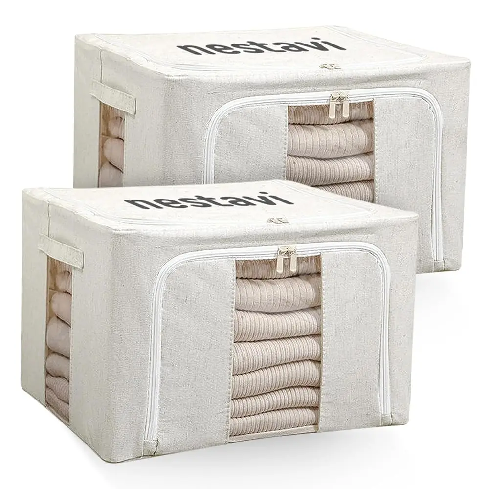 

Набор из двух контейнеров для хранения одежды объемом 24 л, складные сумки для хранения одеял с молниями, коробка для хранения под кроватью, прозрачное окно и усиленная конструкция.