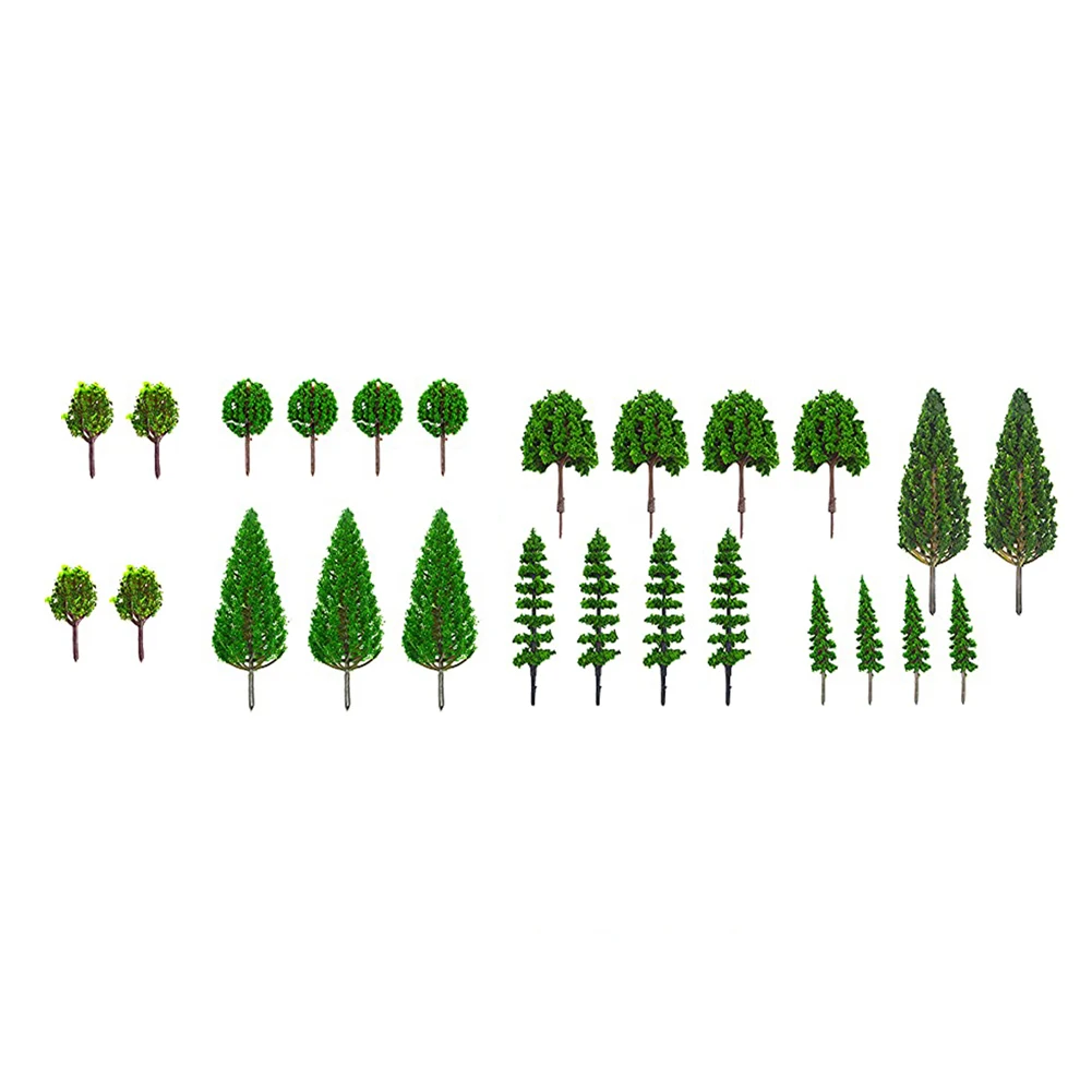 25pcs Mixed Miniature Model Trees Plastic Green Scenery Layouts For Train Railway Diorama Architecture Garden Decoration Accesso
