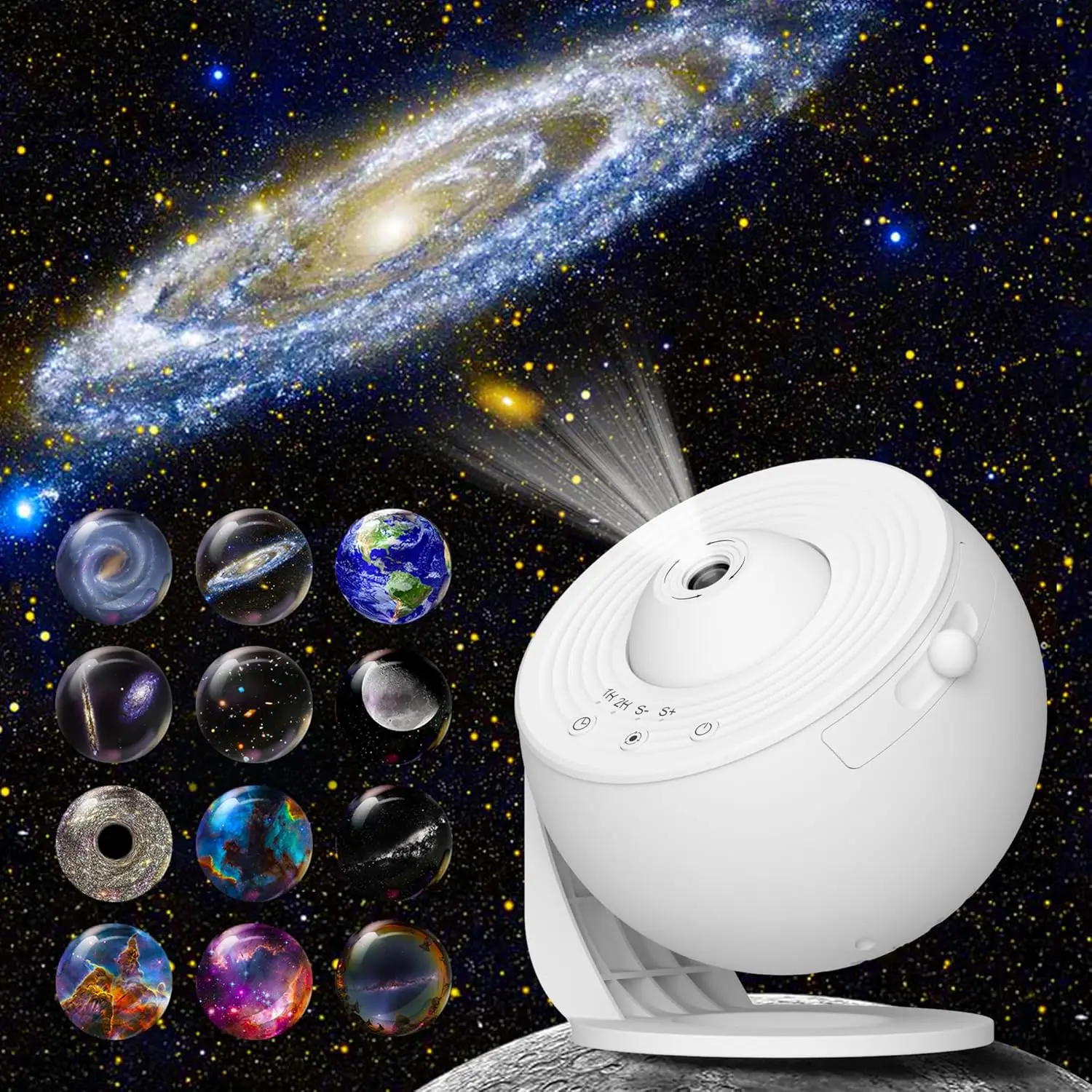 Star Projector 12 in 1 HD Galaxy Projector for Bedroom 360° Rotating Planetarium Projector with 1H 2H Timer and 3 Button Control