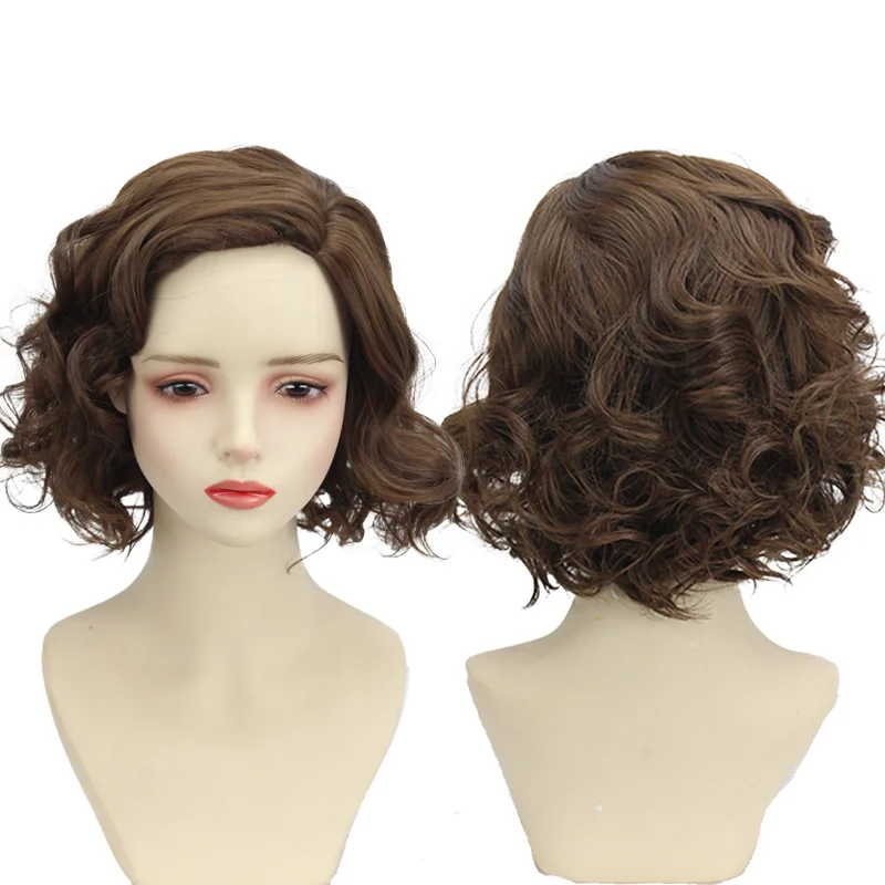 

Женские короткие волнистые вьющиеся женские волосы, пушистый парик, коричневые парики