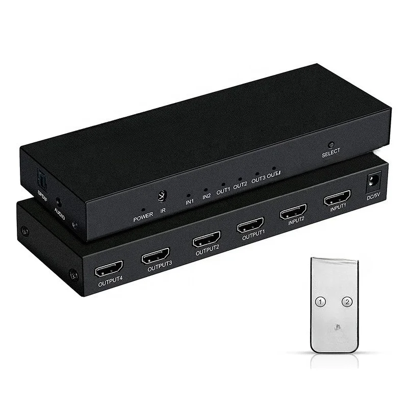 

High quality splitter/switcher 2x4 video splitter switcher 2 in 4 out TV box manufacturer wholesale
