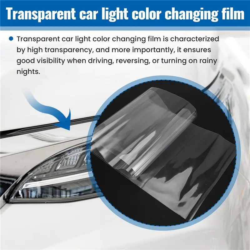 12"X48" Clear Protective Vinyl Film Tint Headlight Taillight Fog Wrap-A02G view 3