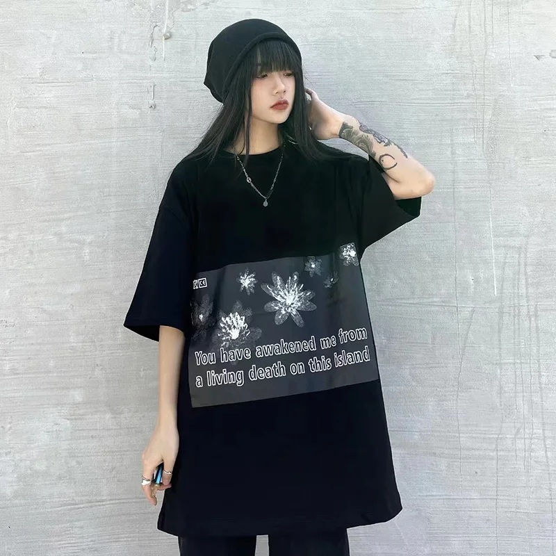 2024ss Black C.E T Shirt Heavyweight Oversized O-Neck Letter Flower Printing Chaopai Men Woman Casual CAVEMPT Tops Tee