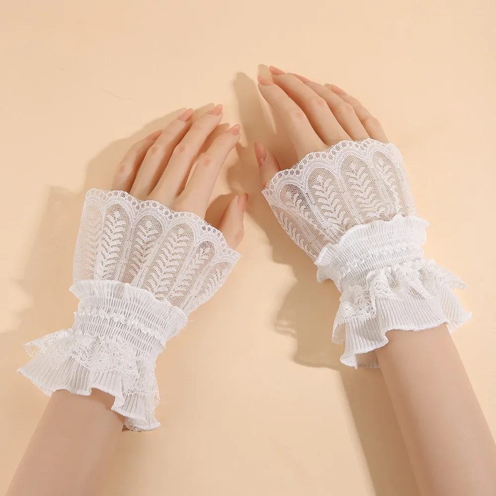 

Fashion Lace Ruffled Wrist Fake Sleeves Cuffs Costume Accessory Comfortable Fake Cuff Soft Wrist Cuff Wedding