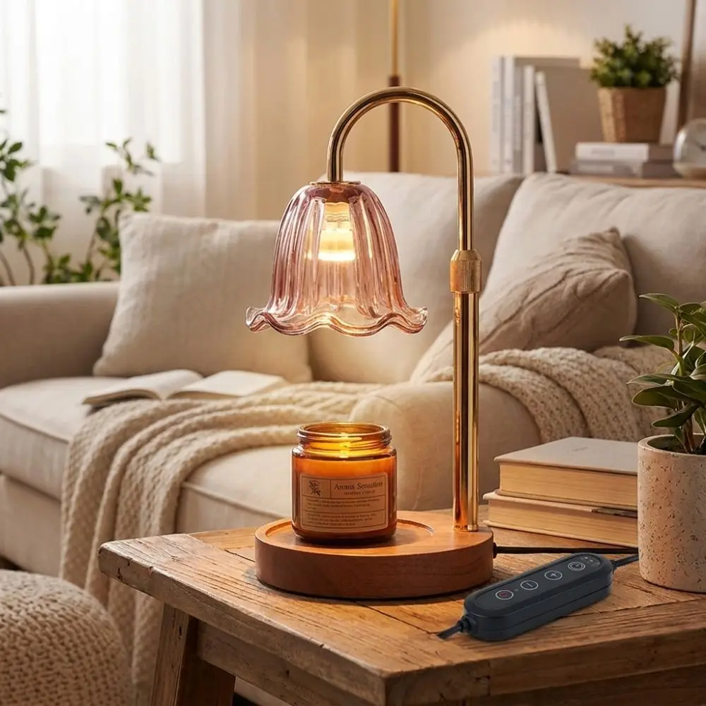 minimalist-luxury-adjustable-height-aromatherapy-lamp-timer-vintage-candle-warmer-lamp-4-speed-scented-candle-melter-learning