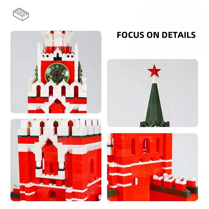 1048PCS Spasskaya Turm Von Moskau Kreml Bausteine Welt Berühmte Architektur Ziegel Stadt Street View Spielzeug Geschenke Für Kinder
