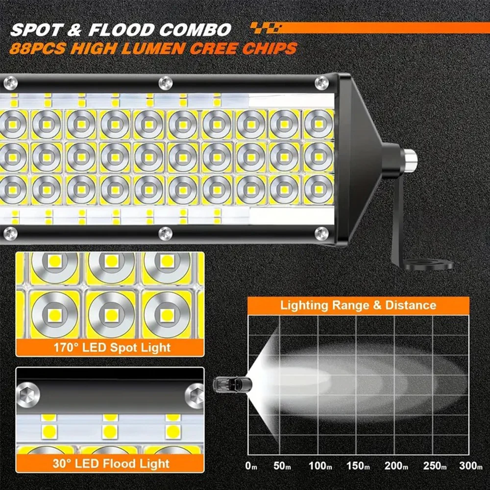 تيار مستمر 9-30 فولت 12 بوصة الطرق الوعرة الأضواء مصباح ليد بار أضواء القيادة الفيضانات شعاع LED ضوء العمل لشاحنة بيك اب SUV ATV UTV #5