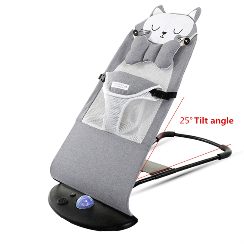 Newborn Metal Rocking Chair With Light Music Baby Cradle Swing Comfortable Recliner Rattle Multi-function Baby Bassinet Cradle