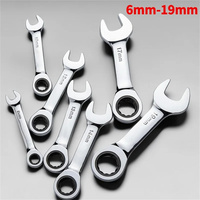 6-19mm Short Handle Quick Ratchet Wrench 72 Teeth Multi Functional Portable Short Dual-use Plum Blossom Small Wrench Hand Tools