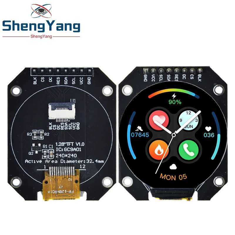 TZT TFT Display 1.28 Inch TFT LCD Display Module Round RGB 240*240 GC9A01 Driver 4 Wire SPI Interface 240x240 PCB For Arduino