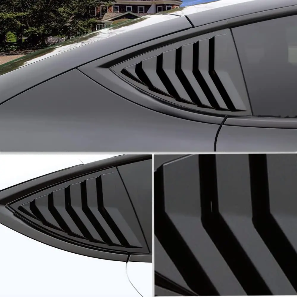 2PCS Gloss Black Side Window Louver Cover Sport Style For Tesla Model Y 2021-2023 Accessories Rear Window Spoiler Splitter Cover