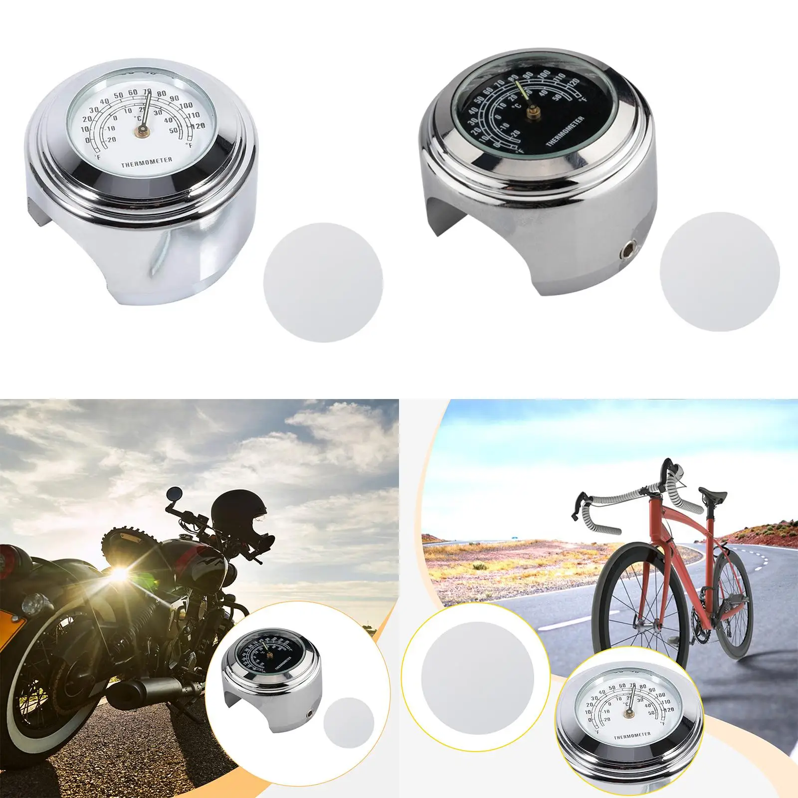 

Motorbike Handlebar Thermometer Aluminum Alloy Mounted Temperature Gauge Clear Digital Display for Cycling and Riding