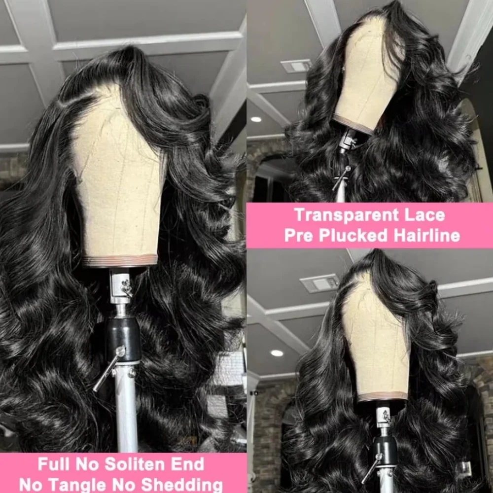 30inch 13x6 lace front wig 250 density  water wave lace front wig  Brazilian natural black high definition lace front water wave wig  pre plucked women's style