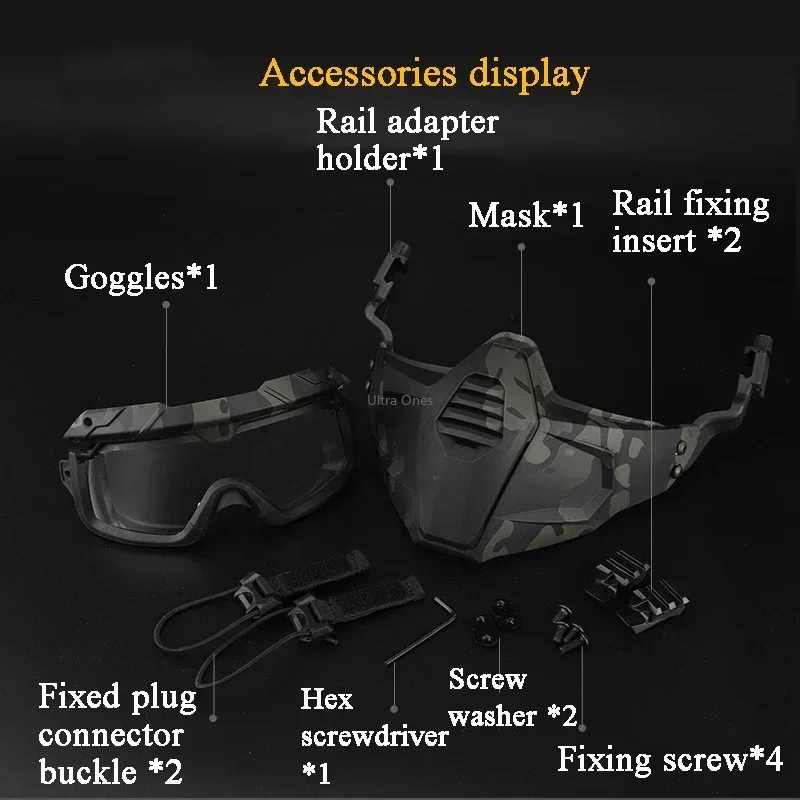 Tactical Mask with Goggles Set Cs Wargame Protective Safety Shooting Masks Airsoft Paintball Combat Accessories