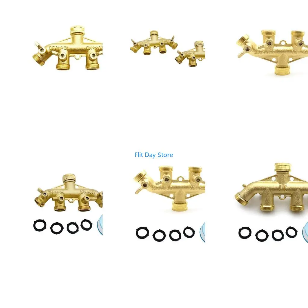 

F92C All Metal 4 Way Hose Adapters Accessory for Standard 3/4Inch Garden Hoses