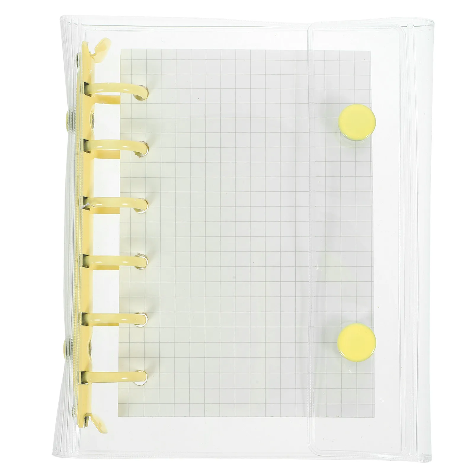 Adorable Loose-Leaf Notebook with Transparent Buckled Cover Double Button Design for Diary Writing Sketching