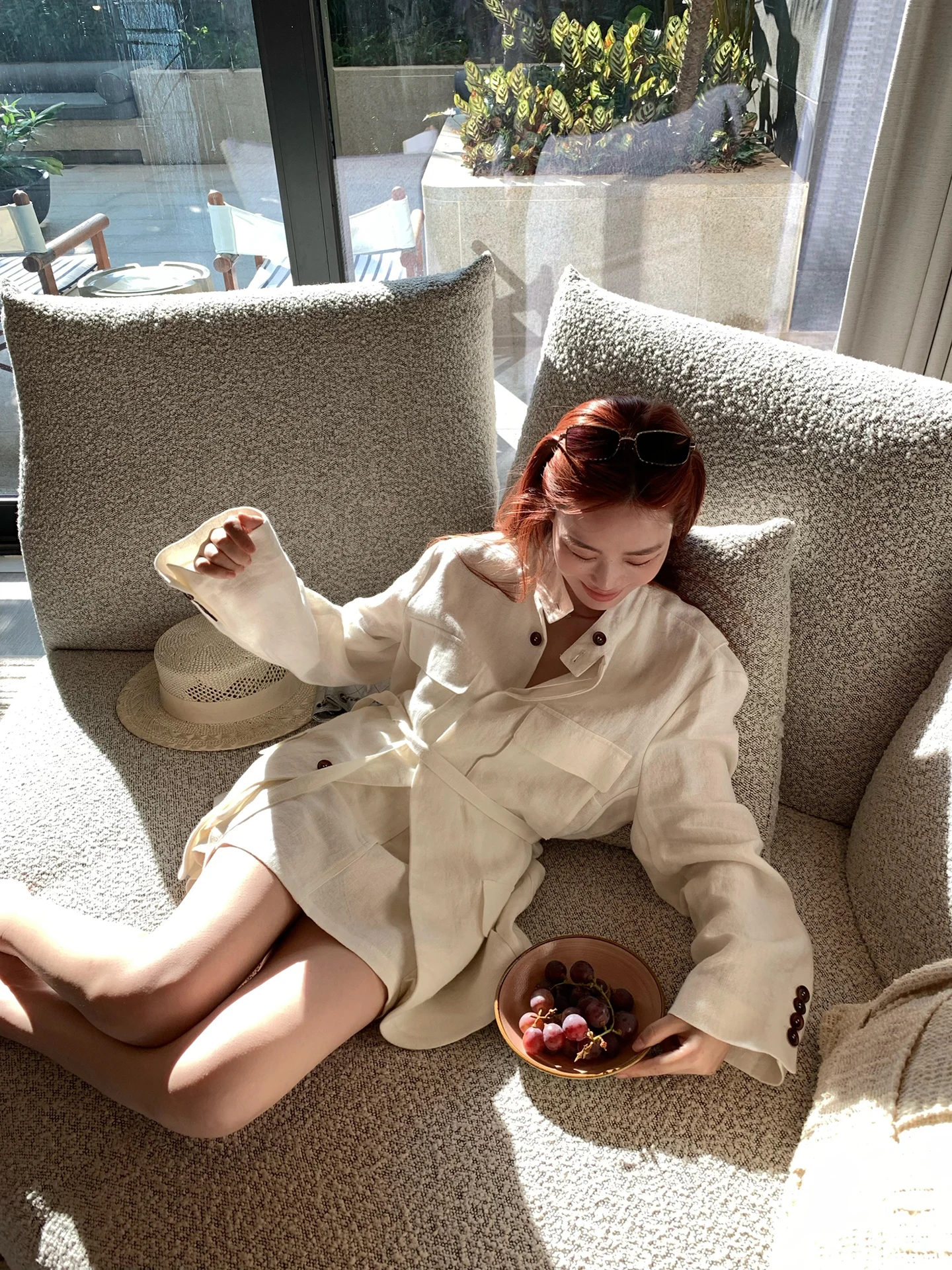 

Fashionable Early C Late a Full Linen Jacket Top Women's Style Short Pants Leg Lengthening Effect Spring Season Two-Piece Set