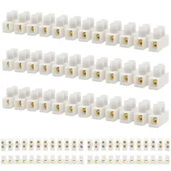 10pcs Terminal Block Set, 7 Pieces 12 Position Dual Row Terminal Strip Electrical Barrier Wire Connector Block, 10A 380V