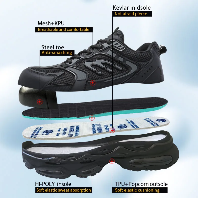 Fashion New anti-smash men labor protection shoes indestructible lightweight safety work boots puncture-proof male footwear