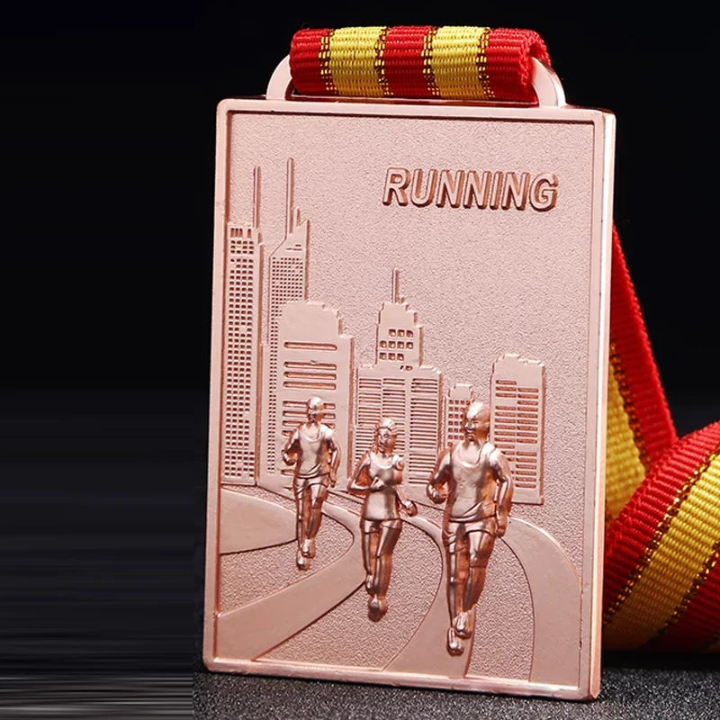 Customization Marathon Rectangle Metal Medal, Creative Running Competition Souvenir, Sports Awards, Hanging Around the Neck, 1Pc