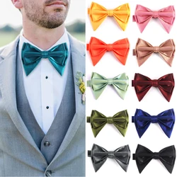 New Bow Ties For Men Pre-tied Style Over sized Bow ties Gloss Fabric Solid Color Formal Men Bow tie For Wedding Party