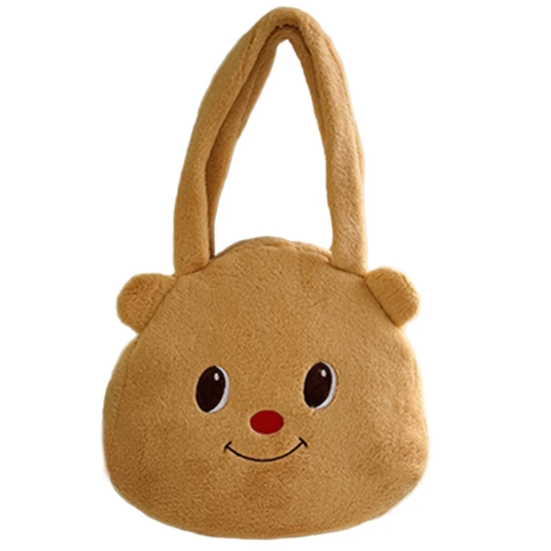 

Adorable Bear Furry Backpack for Market Mall Store Grocery Furry Butter Bag Furry Bear Photo Props 0