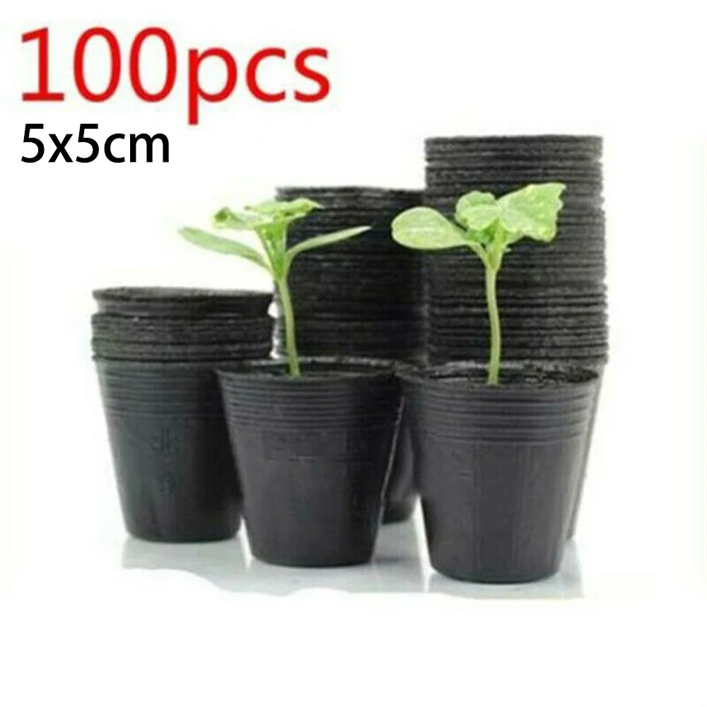 100pcs/set Household Garden Plastic Plant Nutrition Pots Practical Durables Soft Plant Nutrition Pots Gardening Supplies 4 Size