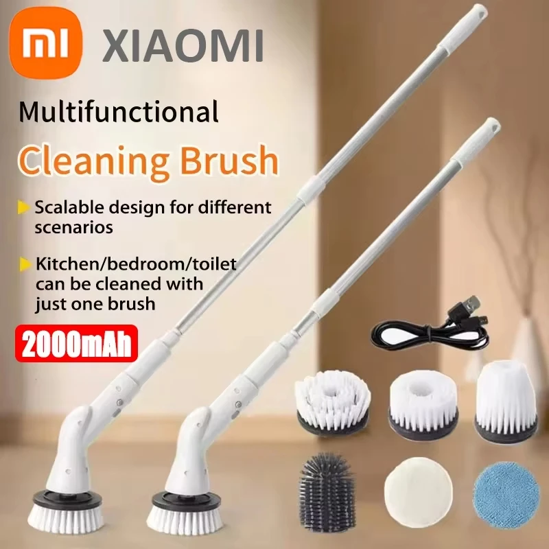 Xiaomi 6-in-1 Electric Cleaning Brush 2000mAh Wireless Electric Rotary Cleaning Brush Shower Cleaning Brush Kitchen Bathroom