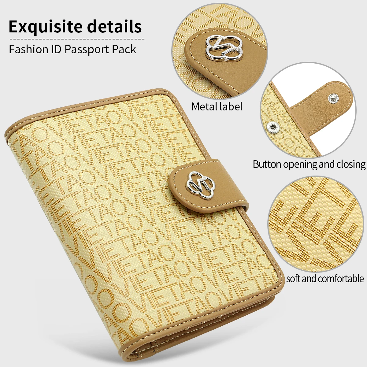 VIETAO Luxury PU Leather Passport Holder Wallet for Men Women, Multifunctional Travel Wallet with Pen Slot, Anti-Lost Design