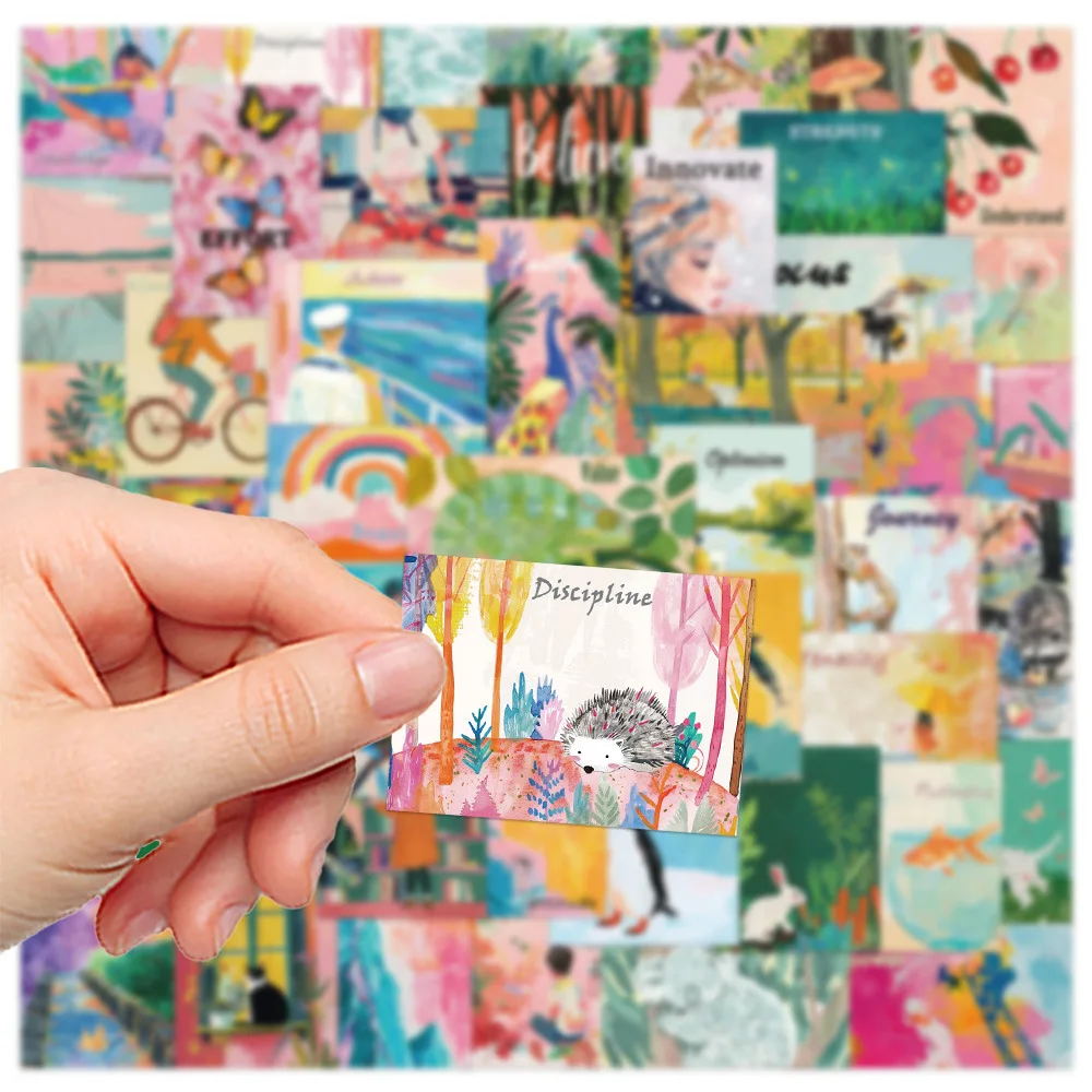 10/50PCS 크리 에이 티브 수채화 포스터 스티커 만화 영감 낙서 장식 DIY 노트북 가방 기타 전화 데칼
