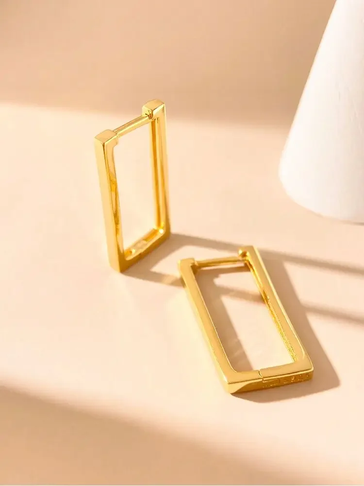 925 فضة موضة بسيطة الهندسة ساحة هوب القرط للنساء المشاركة الزفاف الفاخرة عالية الجودة غرامة مجوهرات