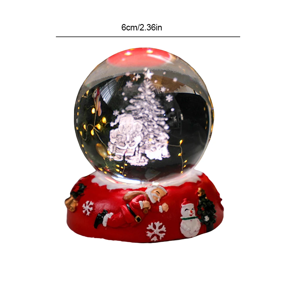 Christmas Crystal Ball Night Light LED Crystal Spheres Light USB 3D Moon Snowman Xmas Tree Lamp Home Table Xmas Decor Kids Gifts