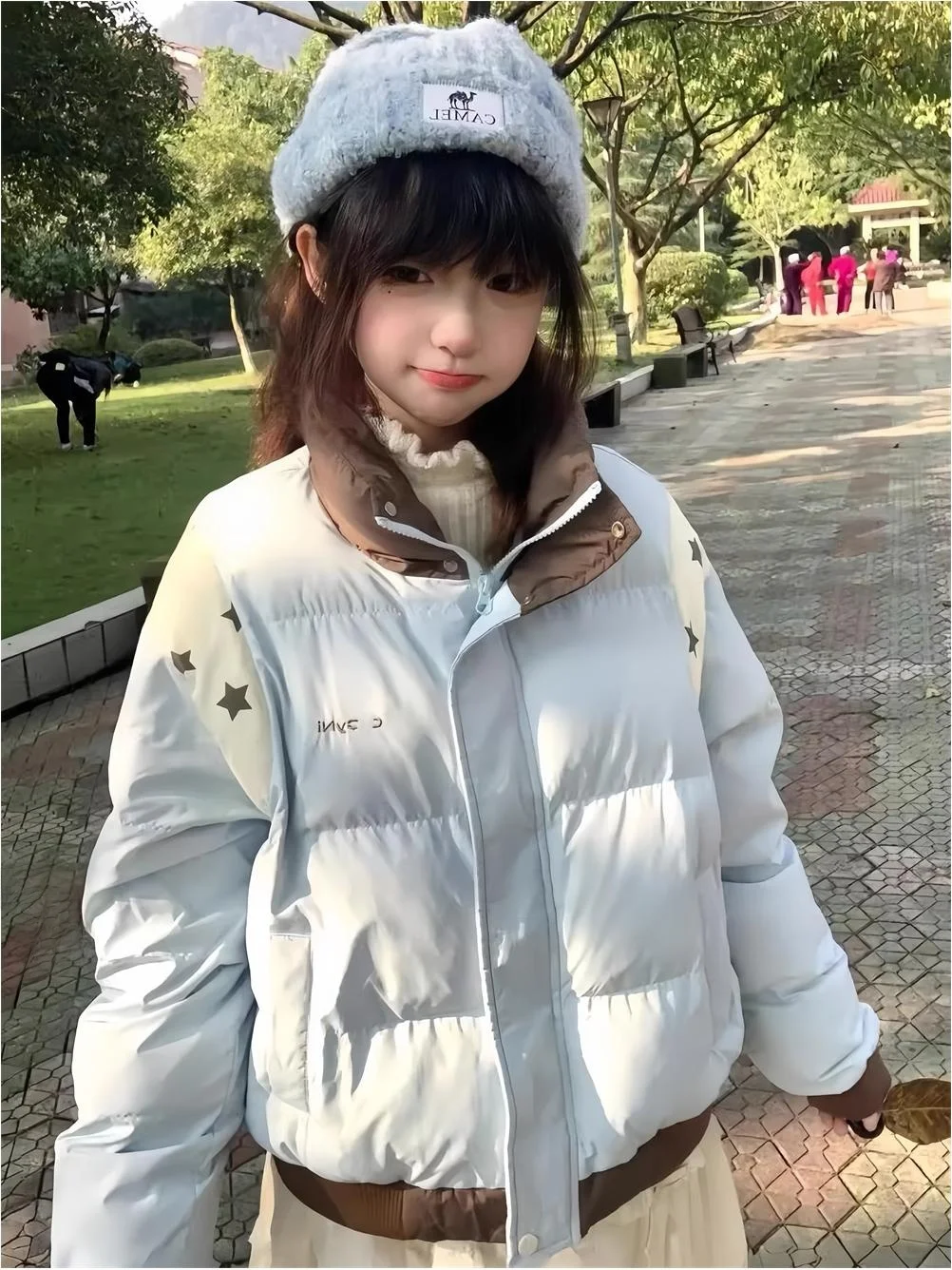 

Women's Short Thickened Cotton Jacket Winter Warm Outerwear Korean Style College Fashion Commute Simple Loose Fit Zipper
